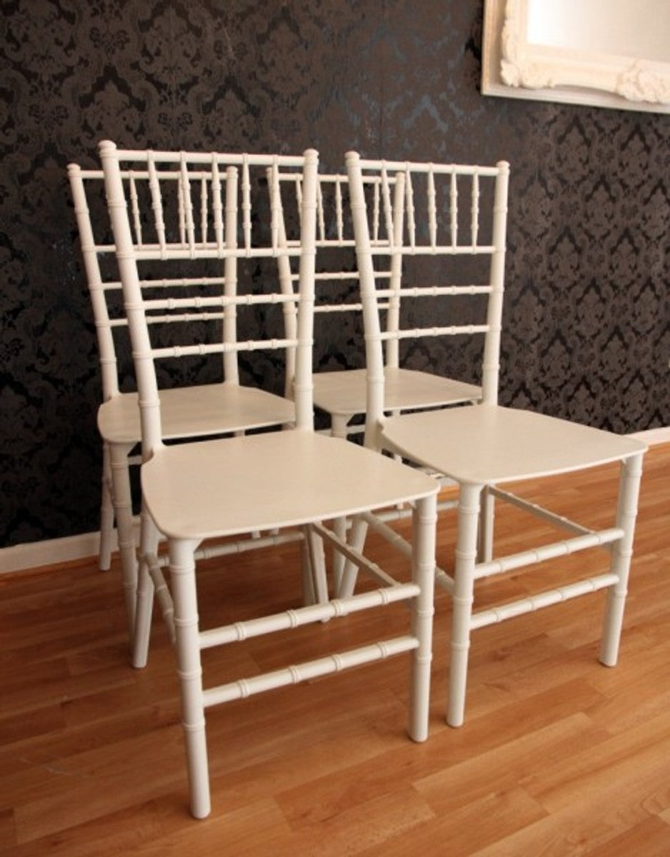 4er Set Designer Acryl Stuhl Weiß - Ghost Chair Möbel Designer Möbel - Polycarbonat Stühle