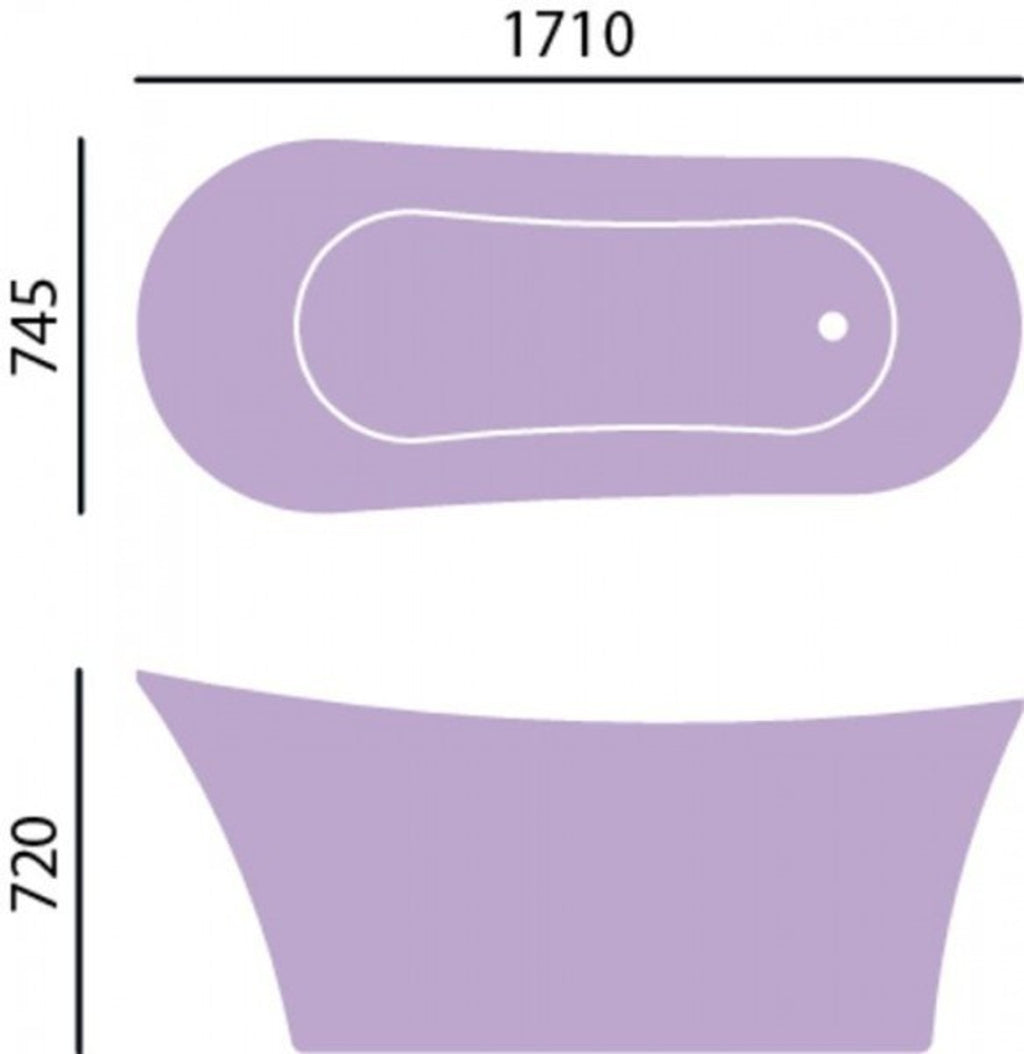 Art Deco Badewanne freistehend Kupfereffekt Modell He-Hol 1710mm - Freistehende Retro Antik Jugendstil Badewanne