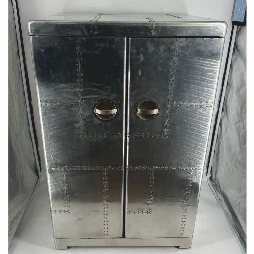 Aluminium Flugzeug Flieger Barschrank Silber / Schwarz H. 113 cm