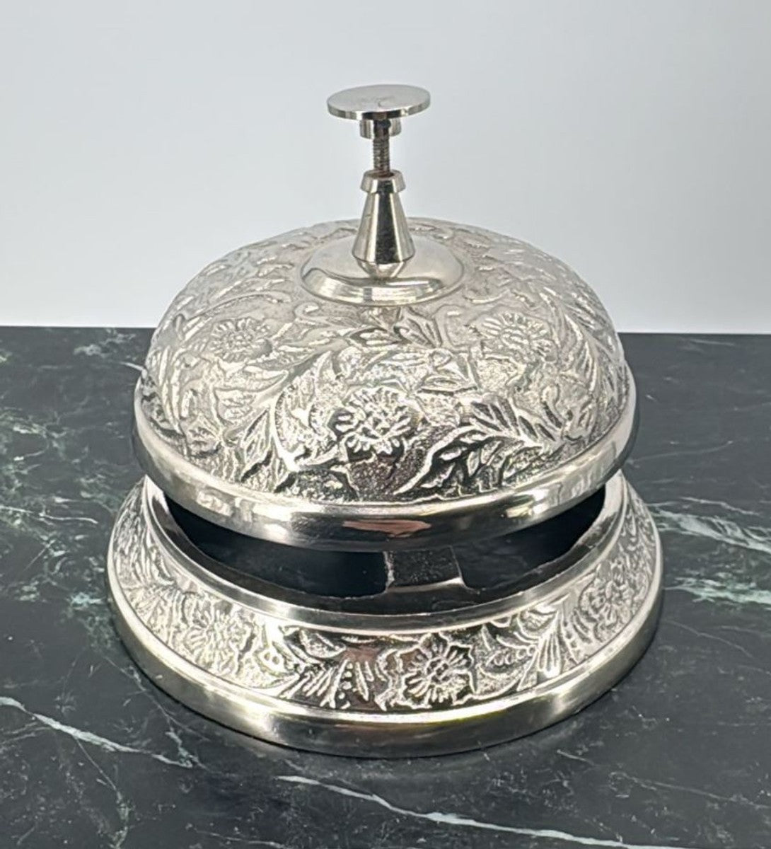 Antik Stil Aluminium Tischglocke Silber Ø 12 x H. 14 cm - Gastronomie Accessoires
